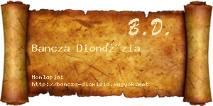 Bancza Dionízia névjegykártya